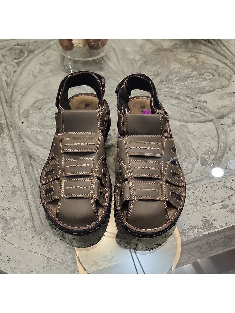 Men's Brown Leather Sandals Claiborne Size 8.5 New Never Worn!